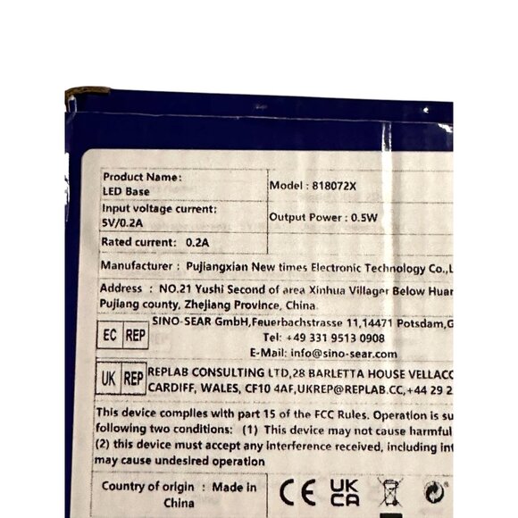 LED Base 818072X 5V/0.2A Output Power 0.5W Made In China Battery Compartment - Picture 6 of 7